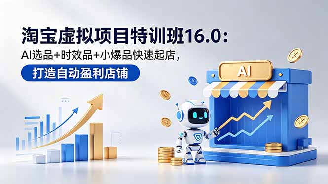 淘宝虚拟项目特训班16.0：AI选品+时效品+小爆品快速起店，打造自动盈利店铺-蜗牛学社