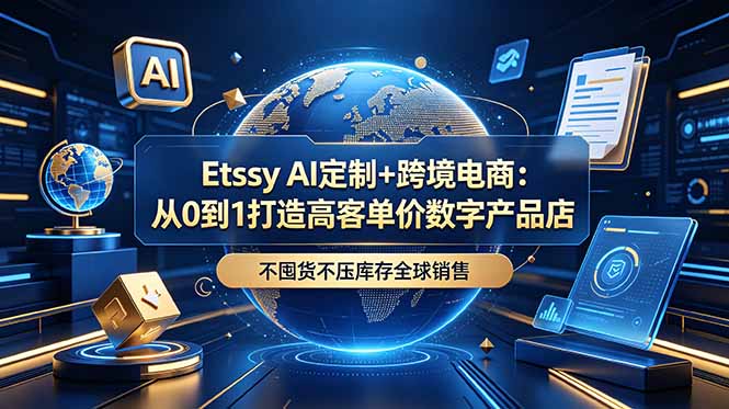Etsy AI定制+跨境电商：从0到1打造高客单价数字产品店，不囤货不压库存全球销售-蜗牛学社
