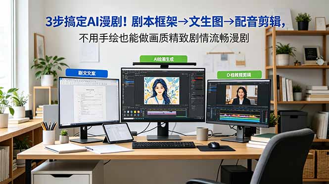 3步搞定AI漫剧!剧本框架→文生图→配音剪辑,不用手绘也能做画质精致剧情流畅漫剧-蜗牛学社