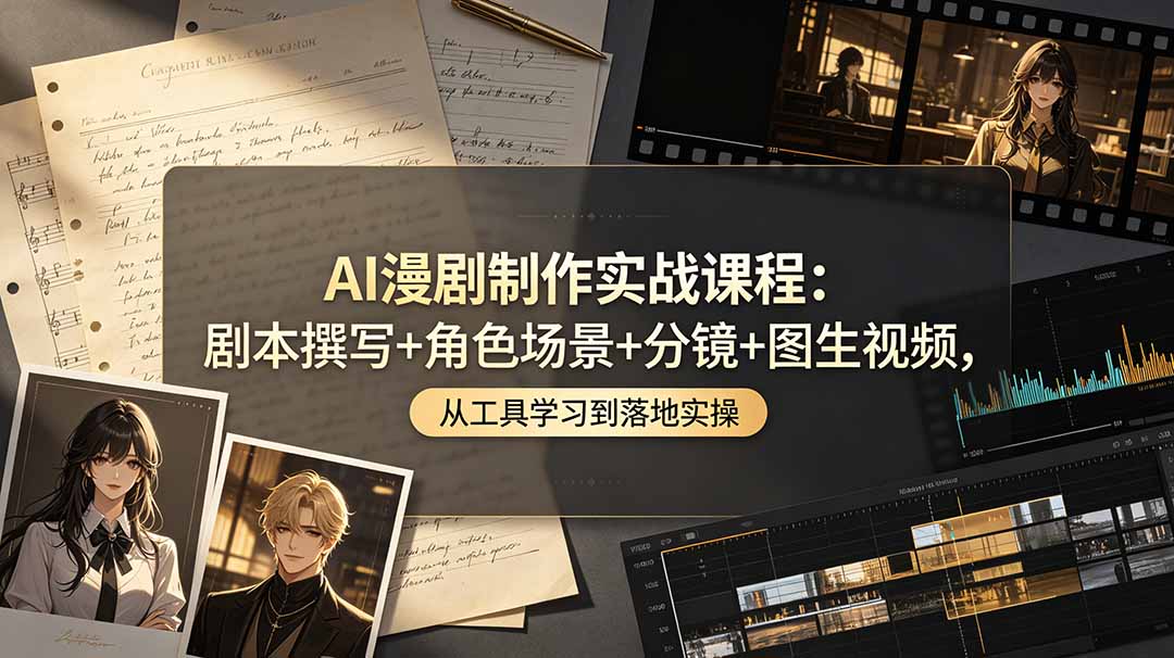 AI漫剧制作实战课程：剧本撰写+角色场景+分镜+图生视频，从工具学习到落地实操-蜗牛学社