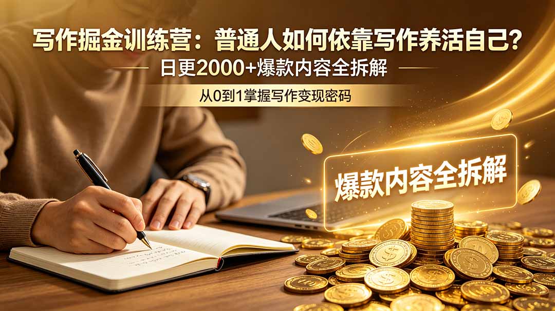 写作掘金训练营：普通人如何依靠写作养活自己？日更2000+爆款内容全拆解-蜗牛学社