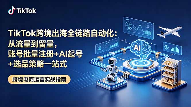 TikTok跨境出海全链路自动化：从流量到留量，账号批量注册+AI起号+选品策略一站式-蜗牛学社
