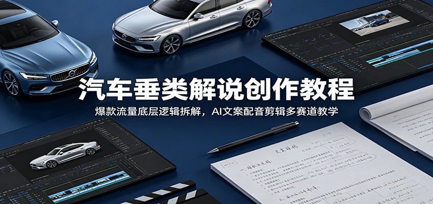 汽车垂类解说创作教程:爆款流量底层逻辑拆解,AI文案配音剪辑多赛道教学-蜗牛学社