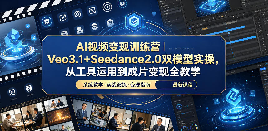 AI视频变现训练营|Veo3.1+Seedance2.0双模型实操,从工具运用到成片变现全教学-蜗牛学社