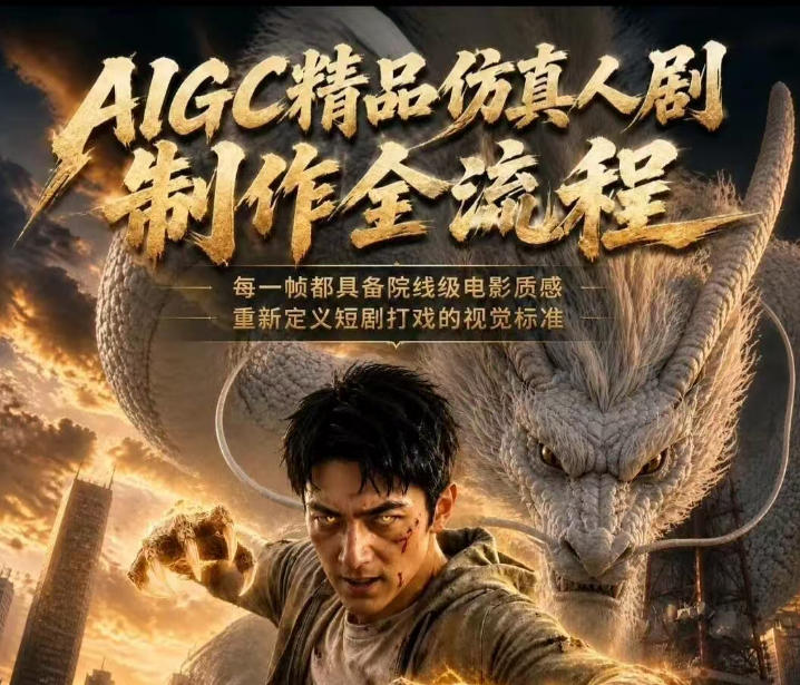 AIGC精品仿真人剧豢龙人全流程制作解析2026,国风仿真人创作+打斗剧情+人设编排,一站式AI短剧入门-蜗牛学社