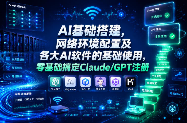 AI基础搭建，网络环境配置及各大AI软件的基础使用，零基础搞定Claude/GPT注册-蜗牛学社