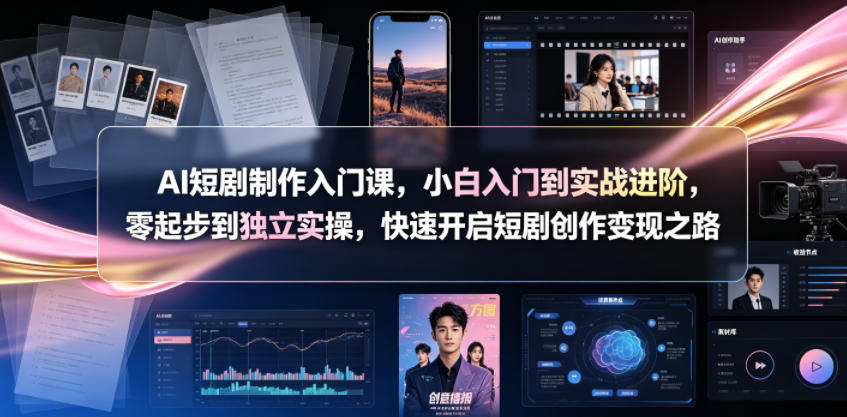 AI短剧制作入门课,小白入门到实战进阶,零起步到独立实操,快速开启短剧创作变现之路-蜗牛学社
