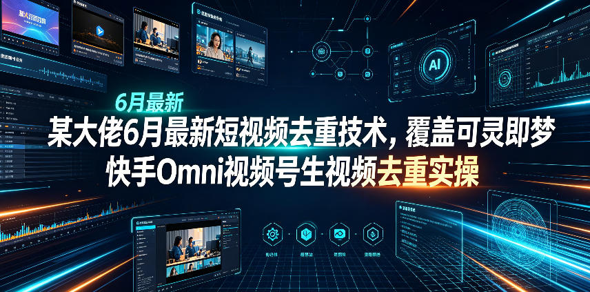某大佬6月最新短视频去重技术，覆盖可灵即梦快手Omni视频号生视频去重实操-蜗牛学社
