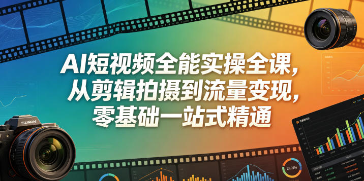 AI短视频全能实操全课,从剪辑拍摄到流量变现,零基础一站式精通-蜗牛学社