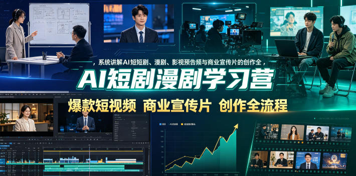 AI短剧漫剧学习营，系统讲解AI短剧、漫剧、影视预告片、爆款短视频与商业宣传片的创作全流程-蜗牛学社
