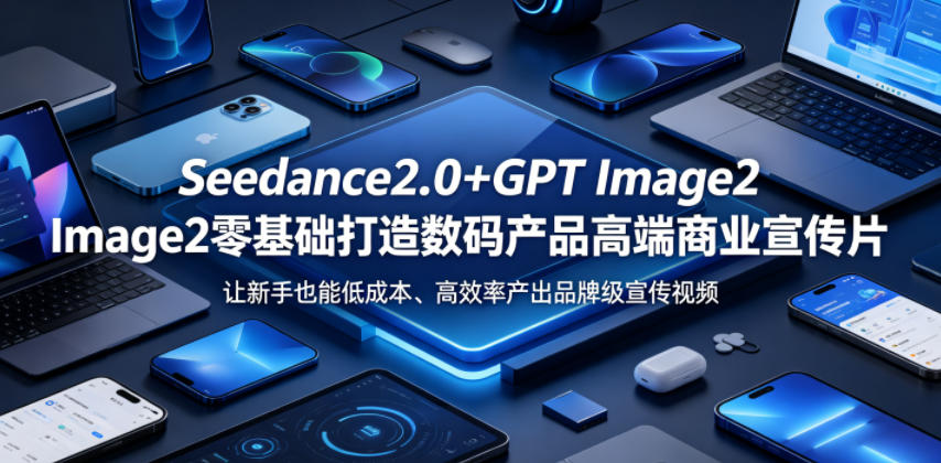 Seedance2.0+GPT Image2零基础打造数码产品高端商业宣传片，让新手也能低成本、高效率产出品牌级宣传视频-蜗牛学社