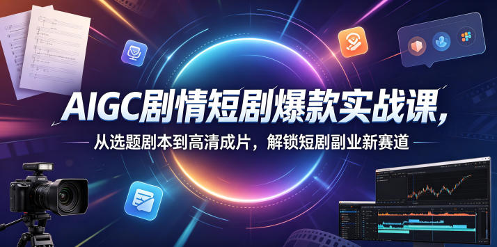 AIGC剧情短剧爆款实战课,从选题剧本到高清成片,解锁短剧副业新赛道-蜗牛学社