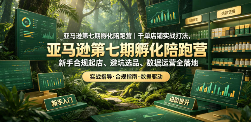 亚马逊第七期孵化陪跑营｜千单店铺实战打法，新手合规起店、避坑选品、数据运营全落地-蜗牛学社
