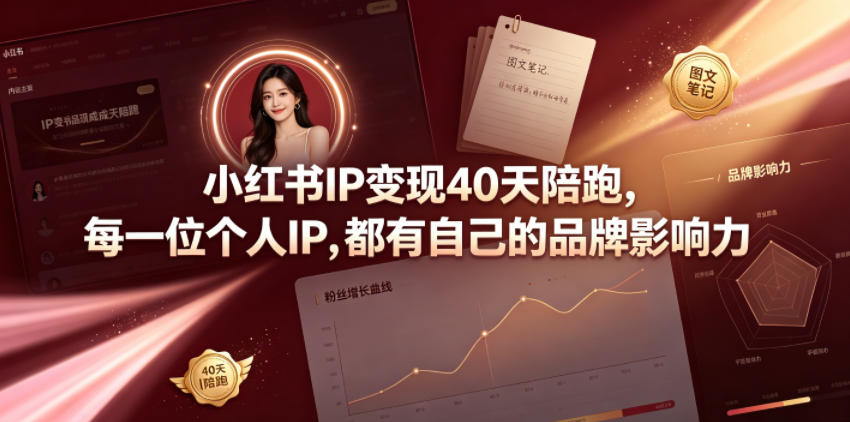小红书IP变现40天陪跑，每一位个人IP，都有自己的品牌影响力-蜗牛学社