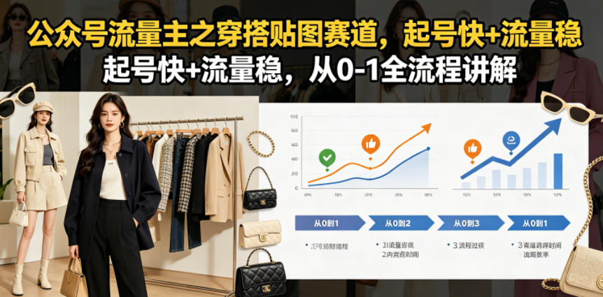 公众号流量主之穿搭贴图赛道，起号快+流量稳，从0-1全流程讲解-蜗牛学社