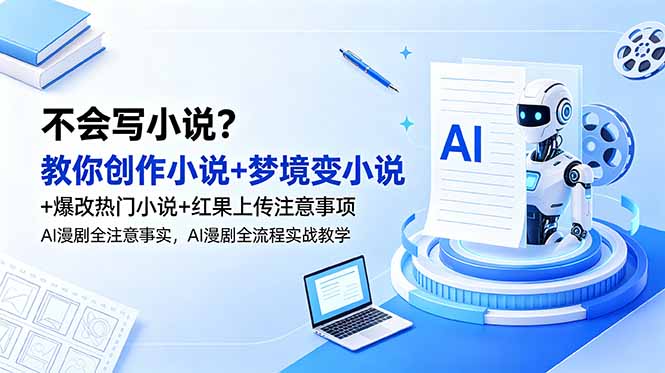 不会写小说?教你创作小说+梦境变小说+爆改热门小说+红果上传注意事项,AI漫剧全流程实战教学-蜗牛学社