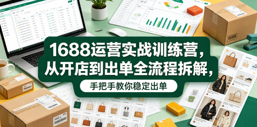1688运营实战训练营，从开店到出单全流程拆解，手把手教你稳定出单-蜗牛学社