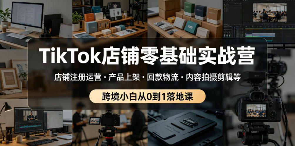 TikTok店铺零基础实战营,店铺注册运营・产品上架・回款物流・内容拍摄剪辑等 ,跨境小白从0到1落地课-蜗牛学社