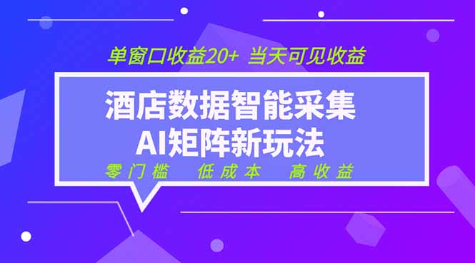 2026酒店数据采集ai智能矩阵新风口  低成本   高收益   当天见收益   单窗口20+-蜗牛学社