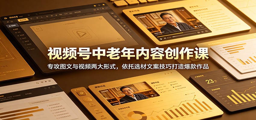 视频号中老年内容创作课:专攻图文与视频两大形式,依托选材文案技巧打造爆款作品-蜗牛学社