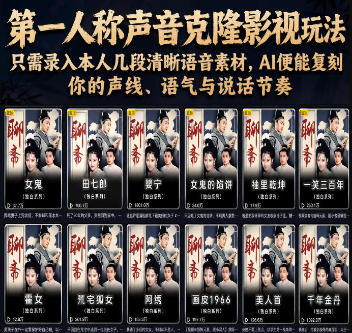 第一人称声音克隆影视玩法,只需录入本人几段清晰语音素材,AI便能复刻你的声线、语气与说话节奏-蜗牛学社