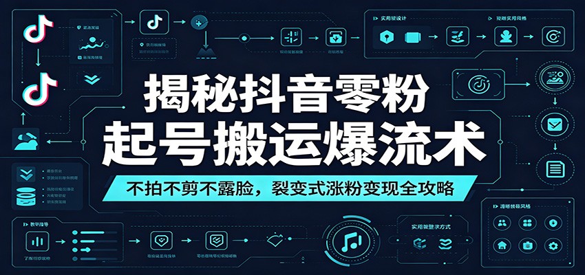揭秘抖音零粉起号搬运爆流术：不拍不剪不露脸，裂变式涨粉变现全攻略-蜗牛学社