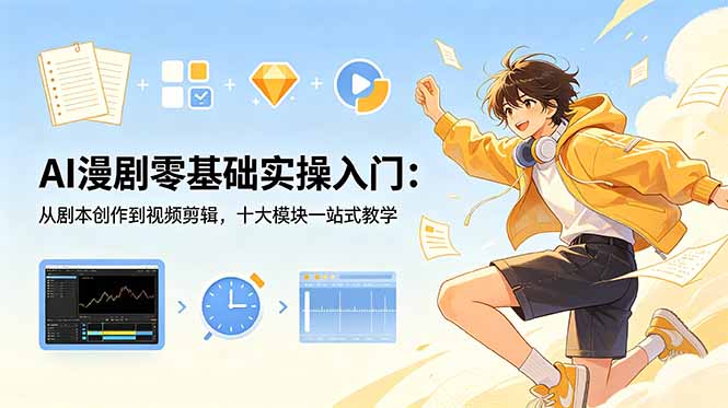 AI漫剧零基础实操入门:从剧本创作到视频剪辑,十大模块一站式教学-蜗牛学社