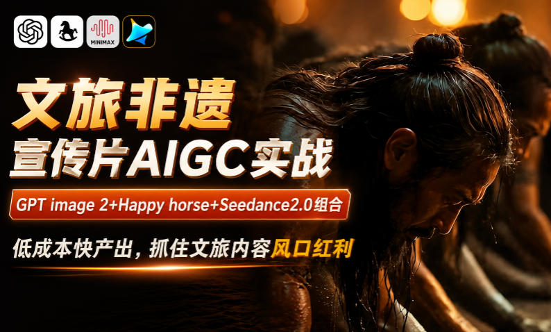 文旅非遗宣传片AIGC实战，GPT image 2+Happy horse+Seedance2.0组合，低成本快产出，抓住文旅内容风口红利-蜗牛学社
