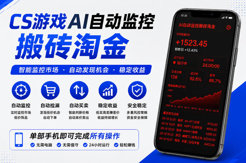 CS游戏AI自动监控搬砖淘金，稳定运行多年，支持任何形式验证，日入300+【揭秘】-蜗牛学社