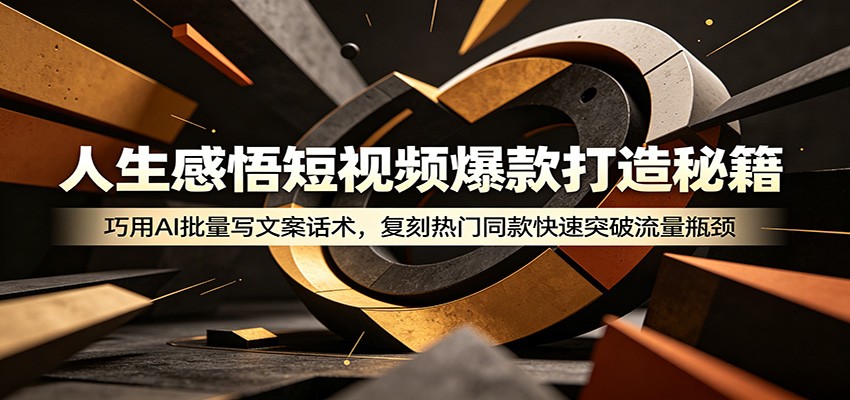 人生感悟短视频爆款打造秘籍：巧用A 批量写文案话术，复刻热门同款快速突破流量瓶颈-蜗牛学社