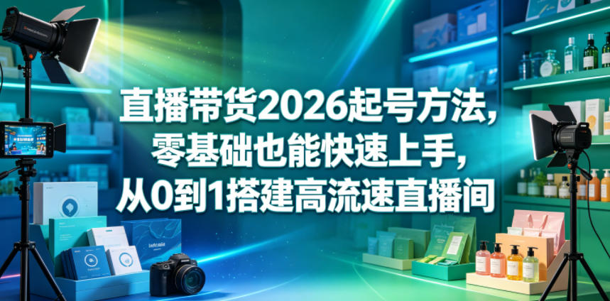 直播带货2026起号方法,零基础也能快速上手,从0到1搭建高流速直播间-蜗牛学社