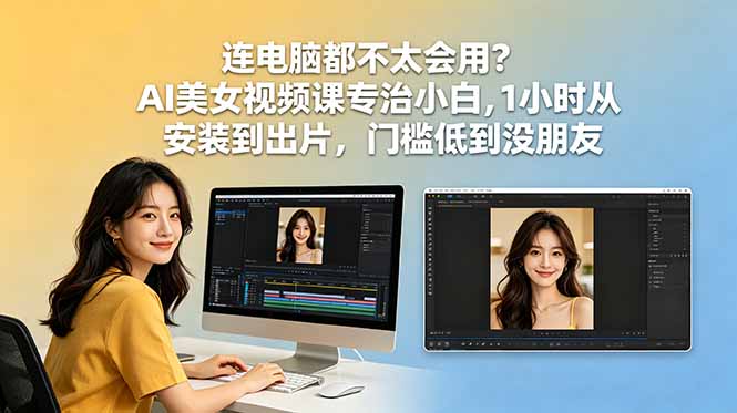 连电脑都不太会用?AI美女视频课专治小白,1小时从安装到出片,门槛低到没朋友-蜗牛学社