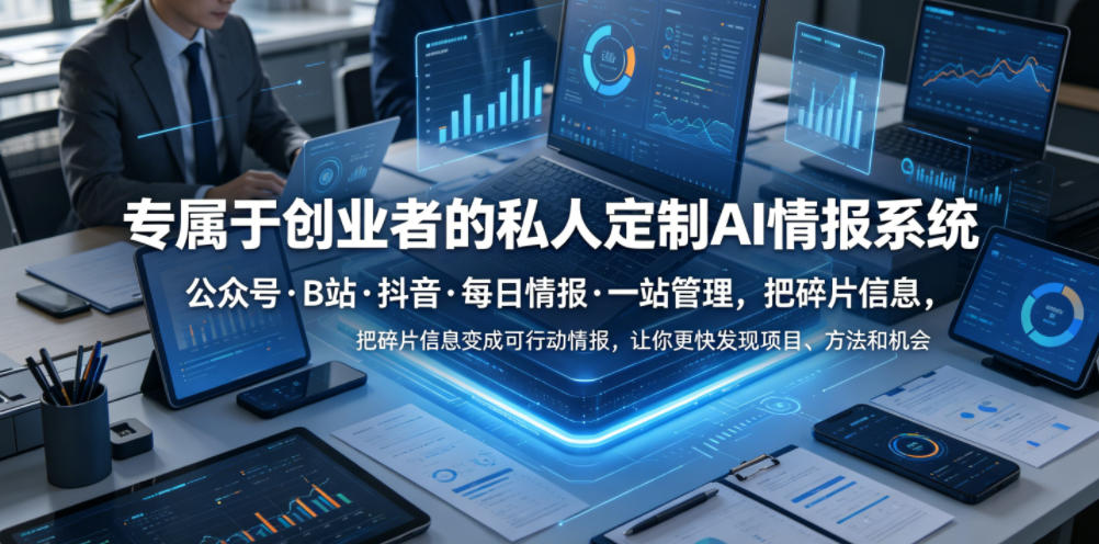 专属于创业者的私人定制AI情报系统，公众号·B站·抖音·每日情报·一站管理，把碎片信息变成可行动情报，让你更快发现项目、方法和机会-蜗牛学社