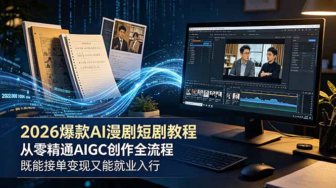 2026 爆款 AI 漫剧短剧教程 从零精通 AIGC 创作全流程 既能接单变现又能就业入行-蜗牛学社