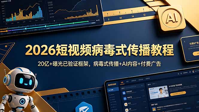 2026短视频病毒式传播教程：20亿+曝光已验证框架，病毒式传播+AI内容+付费广告-蜗牛学社