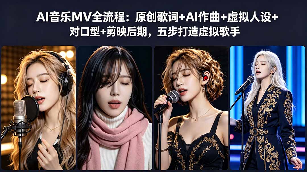 AI音乐MV全流程：原创歌词+AI作曲+虚拟人设+对口型+剪映后期，五步打造虚拟歌手-蜗牛学社