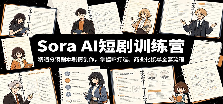 Sora AI短剧训练营：精通分镜剧本剧情创作，掌握IP打造、商业化接单全套流程-蜗牛学社