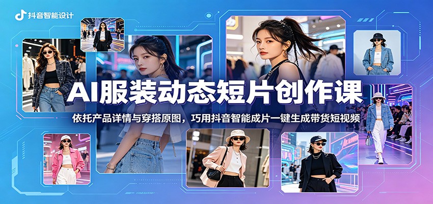 AI服装动态短片创作课：依托产品详情与穿搭原图，巧用抖音智能成片一键生成带货短视频-蜗牛学社