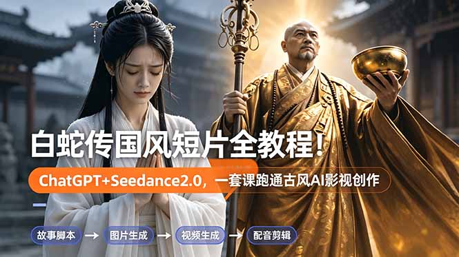 白蛇传-国风短片全教程！ChatGPT+Seedance2.0，一套课跑通古风AI影视创作-蜗牛学社