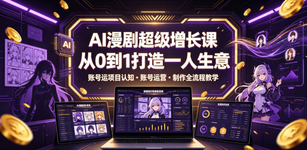 AI漫剧超级增长课,从0到1打造一人生意,项目认知・账号运营・制作全流程教学-蜗牛学社