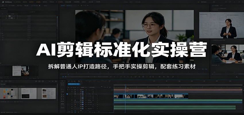 AI剪辑标准化实操营:拆解普通人IP打造路径,手把手实操剪辑,配套练习素材-蜗牛学社