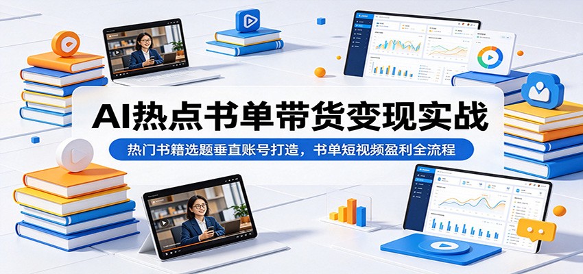 AI热点书单带货变现实战:热门书籍选题垂直账号打造,书单短视频盈利全流程-蜗牛学社
