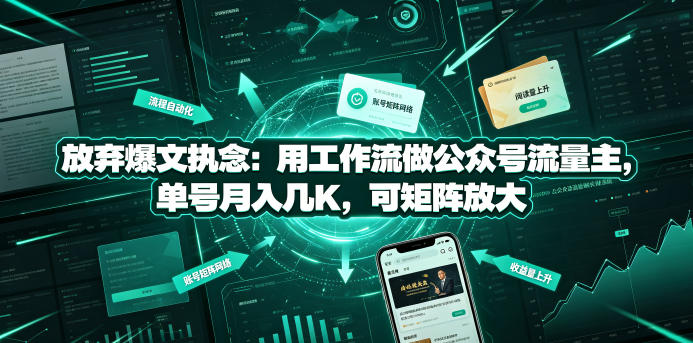 放弃爆文执念：用工作流做公众号流量主，单号月入几K，可矩阵放大-蜗牛学社