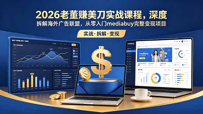 2026老董赚美刀实战课程，深度拆解海外广告联盟，从零入门mediabuy完整变现项目-蜗牛学社