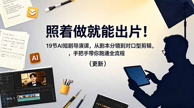 照着做就能出片！19节AI短剧导演课，从剧本分镜到对口型剪辑，手把手带你跑通全流程(更新-蜗牛学社