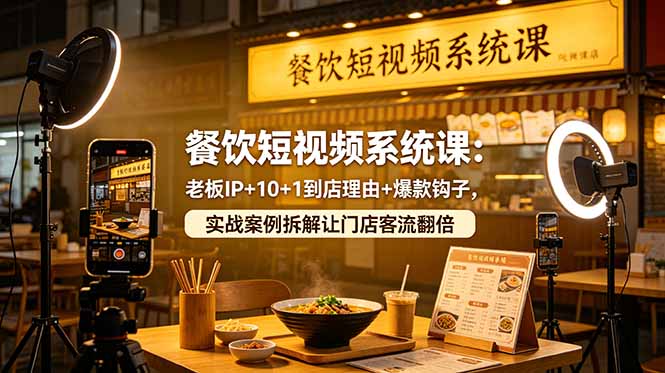 餐饮短视频系统课：老板IP+10+1到店理由+爆款钩子，实战案例拆解让门店客流翻倍-蜗牛学社
