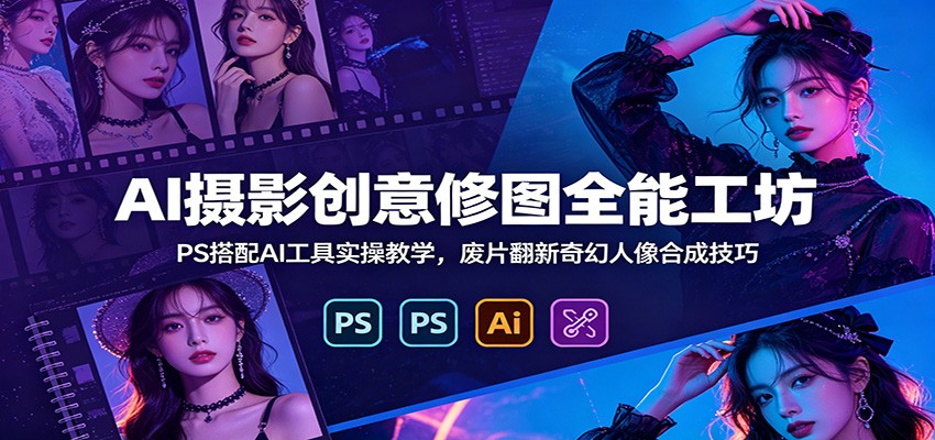 AI摄影创意修图全能工坊：PS搭配AI工具实操教学，废片翻新奇幻人像合成技巧-蜗牛学社
