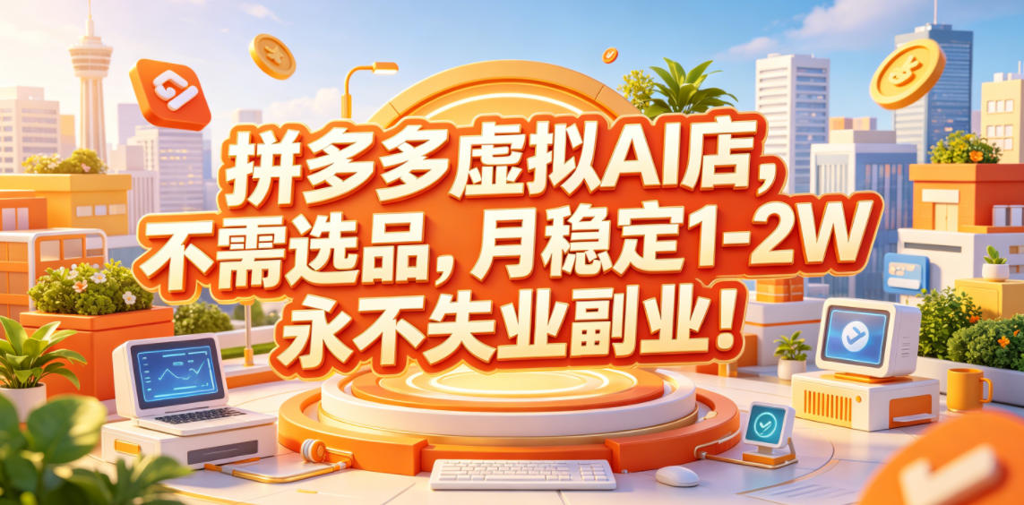 拼多多虚拟AI店,不需选品,月稳定1-2W,永不失业副业!【揭秘】-蜗牛学社