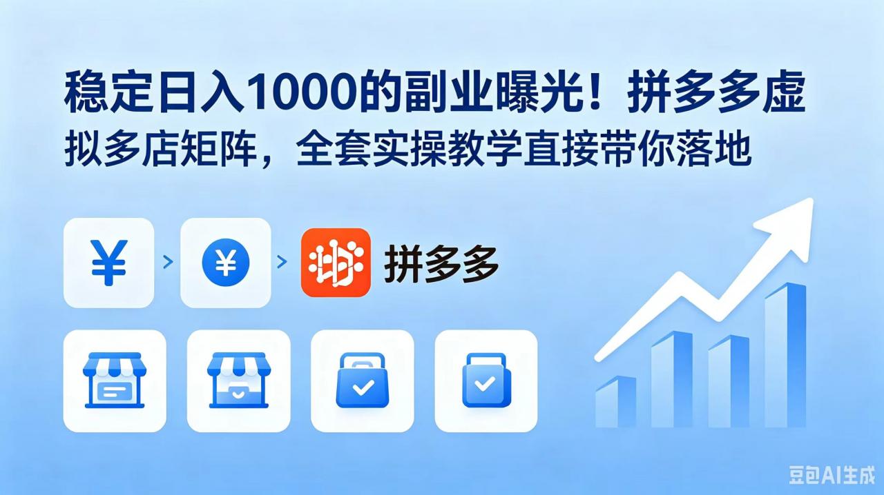 稳定日入 1000 的副业曝光！拼多多虚拟多店矩阵，全套实操教学直接带你落地-蜗牛学社