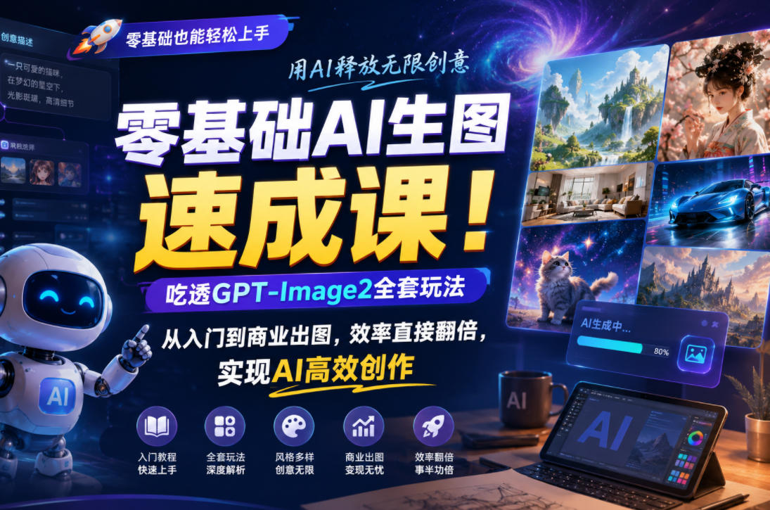 零基础AI生图速成课!吃透GPT-Image2全套玩法,从入门到商业出图,效率直接翻倍,实现AI高效创作-蜗牛学社